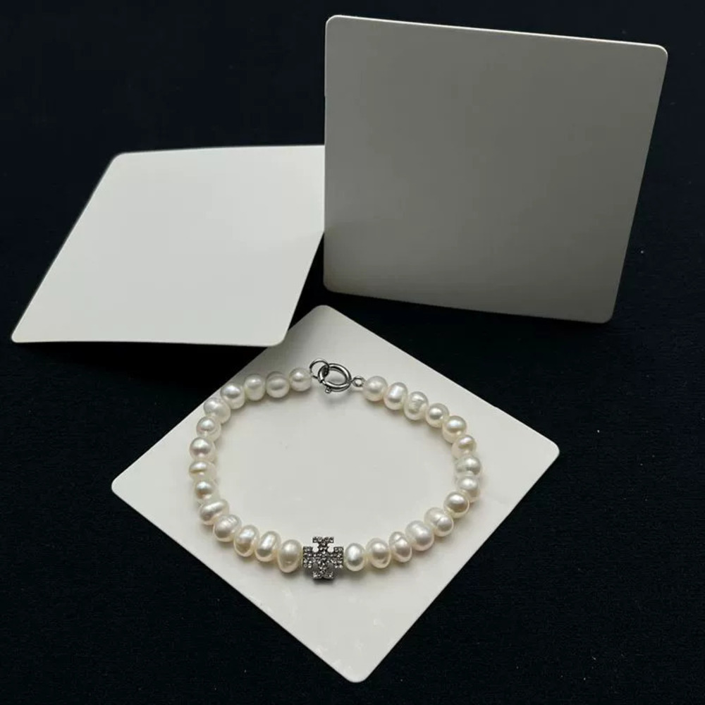 Tory Burch Diamond Pave Double Freshwater Pearl Bracelet